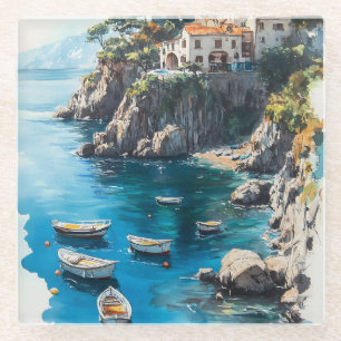 Dessous-de-verre En Verre Rêveuse Côte d'Amalfi : Conception de peinture à l