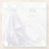 Dessous-de-verre En Verre Robe violette argentée Princesse Quinceañera (Dos)