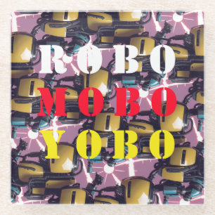 DESSOUS-DE-VERRE EN VERRE ROBO MOBO YOBO