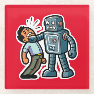 Dessous-de-verre En Verre Robot en colère