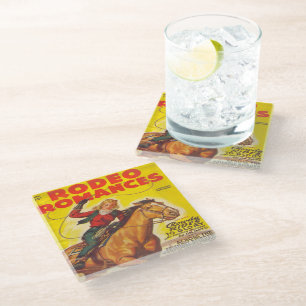 Dessous-de-verre En Verre Rodéo Western Rodéo Cowgirl Roping Rodéo Romance