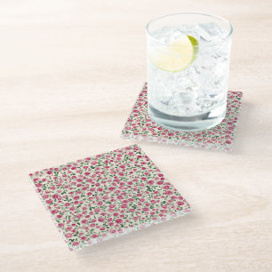 Dessous-de-verre En Verre Romantique Chic Roses Rose rose Floral