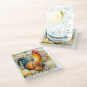 Dessous-de-verre En Verre Rooster Fière (Incliné)