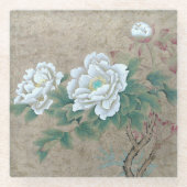 Dessous-de-verre En Verre Rose blanche (Devant)