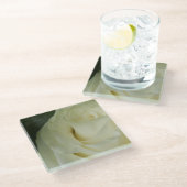 Dessous-de-verre En Verre Rose blanche (Incliné)