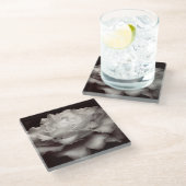 Dessous-de-verre En Verre Rose blanche (Incliné)
