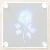 Dessous-de-verre En Verre Rose bleu brûlant (Dos)