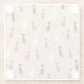 Dessous-de-verre En Verre rose de motif de chats (Dos)
