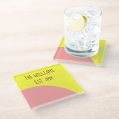 Dessous-de-verre En Verre rose et jaune (Incliné)