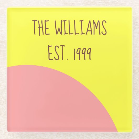 Dessous-de-verre En Verre rose et jaune (Devant)