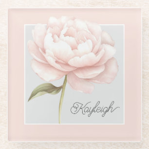 Dessous-de-verre En Verre Rose Fleur Rose Blanche Rose Personnalisée