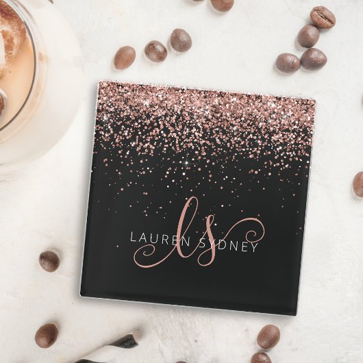 Dessous-de-verre En Verre Rose Gold Blush Pink Parties scintillant Glam Nom
