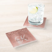 Dessous-de-verre En Verre Rose Gold brossé Parties scintillant métallique No (Incliné)