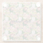 Dessous-de-verre En Verre Rose Gold Glam Glitz Roses Flore rayures (Dos)