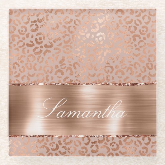 Dessous-de-verre En Verre Rose Gold Glam Leopard (Devant)