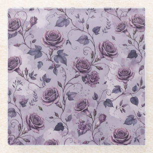 Dessous-de-verre En Verre Rose Lavande Poussiéreuse Teintes Rêveuses Florale