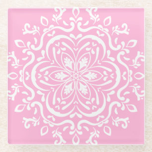 Dessous-de-verre En Verre Rose Mandala