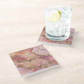 Dessous-de-verre En Verre Rose quartz and pastel pink marble (Incliné)