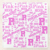 DESSOUS-DE-VERRE EN VERRE ROSE TOUT (Devant)