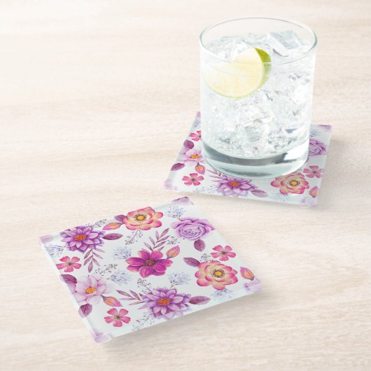 Dessous-de-verre En Verre Rose violette (Incliné)