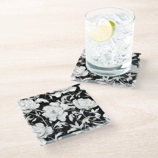 Dessous-de-verre En Verre Roses blanches (Incliné)