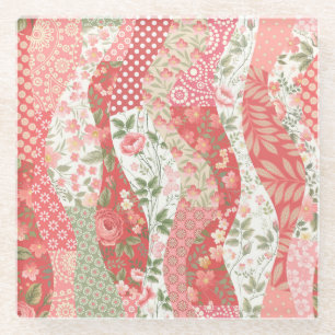 Dessous-de-verre En Verre Roses de Patchwork : conception motif transparente