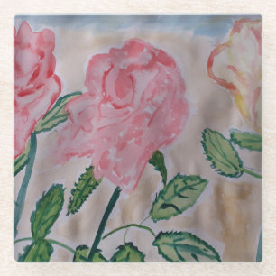 Dessous-de-verre En Verre Roses d'été Abstraits