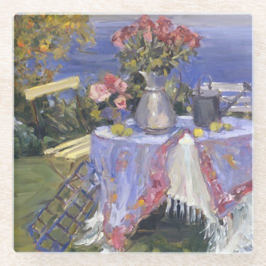 Dessous-de-verre En Verre Roses par la mer (Devant)