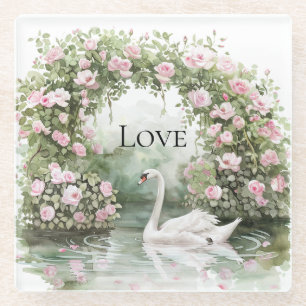 Dessous-de-verre En Verre Roses roses roses lac des cygnes floral romantique
