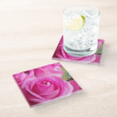 Dessous-de-verre En Verre Roses roses vives (Incliné)