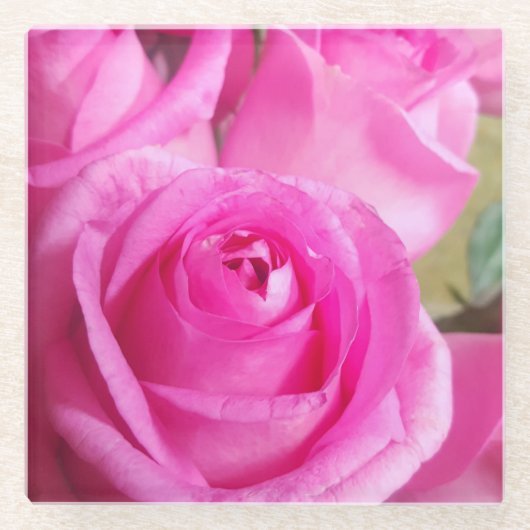 Dessous-de-verre En Verre Roses roses vives (Devant)