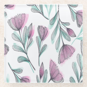 Dessous-de-verre En Verre Roses violets