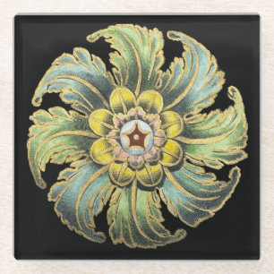 Dessous-de-verre En Verre Rosette architecturale antique n° 1