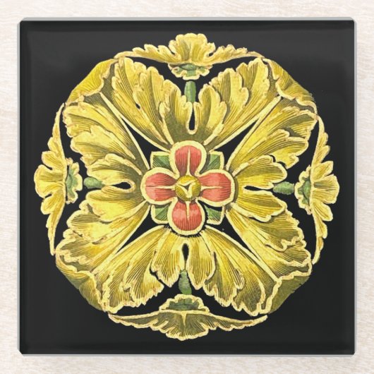Dessous-de-verre En Verre Rosette architecturale antique n° 3 (Devant)