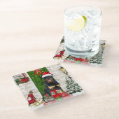 Dessous-de-verre En Verre Rotweiler Chien Noël (Incliné)