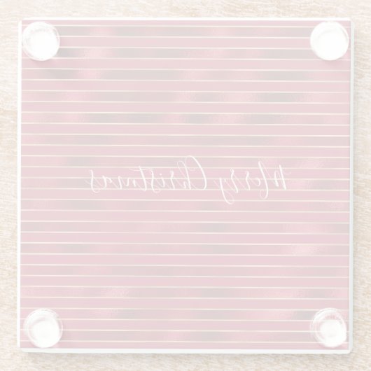 Dessous-de-verre En Verre Rouge Glam Gold Stripes (Dos)