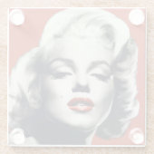 Dessous-de-verre En Verre Rouge sur les lèvres rouges Marilyn (Dos)