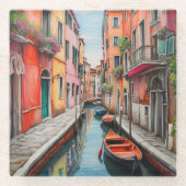 Dessous-de-verre En Verre Rue aquarelle à Venise (Devant)