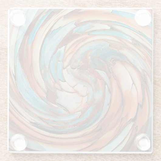 Dessous-de-verre En Verre Rust N Bleu Art Abstrait (Dos)