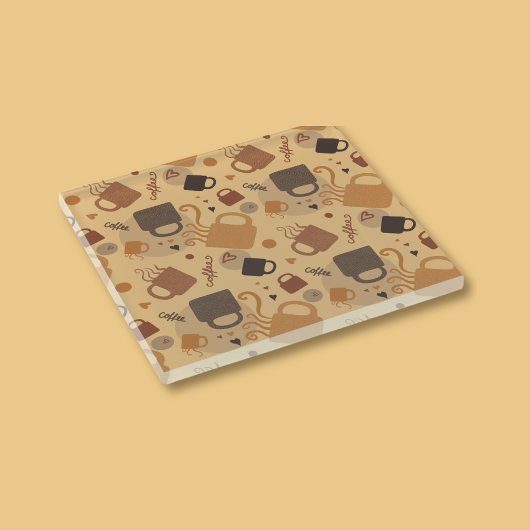 Dessous-de-verre En Verre Rustic Coffee Love - Mug and Heart Motif