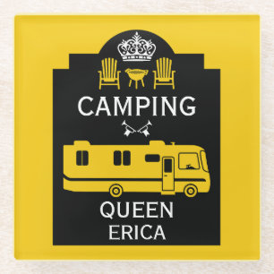 Dessous-de-verre En Verre RV Camping Queen USA
