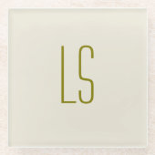 Dessous-de-verre En Verre Sage vert monogramme initial simple (Devant)