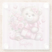 Dessous-de-verre En Verre Saint Valentin Amour Rose Ours (Dos)