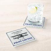 Dessous-de-verre En Verre Salon Pilote Avion Famille Aviation Personnalisé (Incliné)