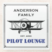 Dessous-de-verre En Verre Salon Pilote Avion Famille Aviation Personnalisé (Devant)