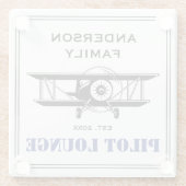 Dessous-de-verre En Verre Salon Pilote Avion Famille Aviation Personnalisé (Dos)