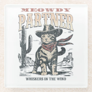 Dessous-de-verre En Verre Salut associé cow-boy chat