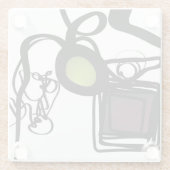 Dessous-de-verre En Verre Salutations de Philydion : Abstrait noir & blanc (Dos)