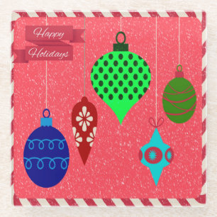 Dessous-de-verre En Verre Salutations de vacances les plus chaudes Arrière -