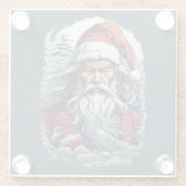 Dessous-de-verre En Verre Samurai Père Noël Warrior Christmas Art Cadeau (Dos)